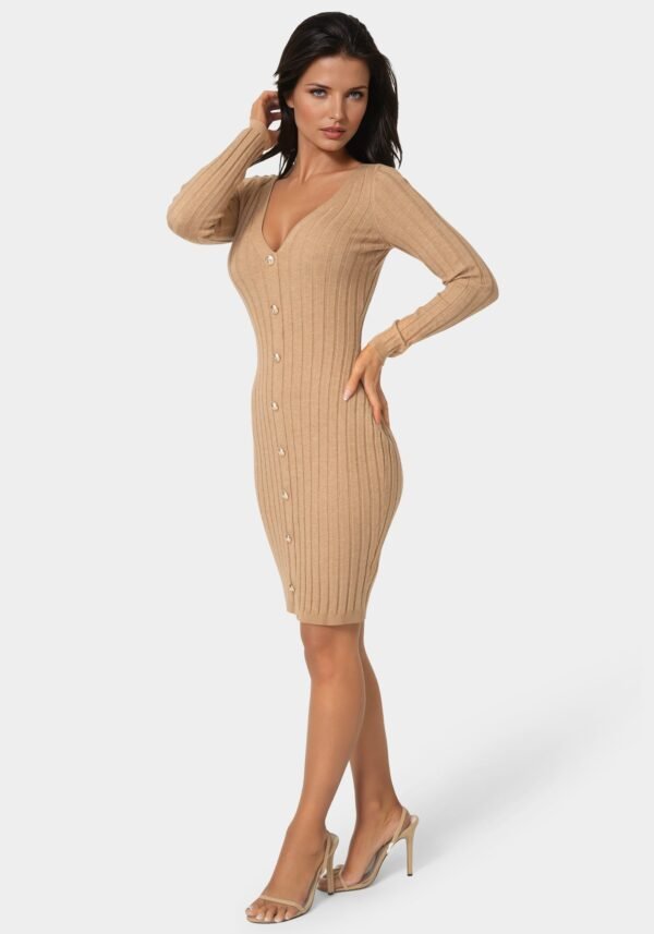 V-Neck Cardigan Midi Dress