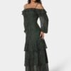 bebe2150_evergreen_2_b735aea4-fc22-42a3-9b28-f41f4d6513f7 Long Sleeve Off the Shoulder Tiered Maxi Dress