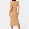 bebe2162_camel_3_1da2ccae-9c17-4413-9c25-1bf3d75ad1e9 Long Sleeve Scoop Neck Sweater Midi Dress