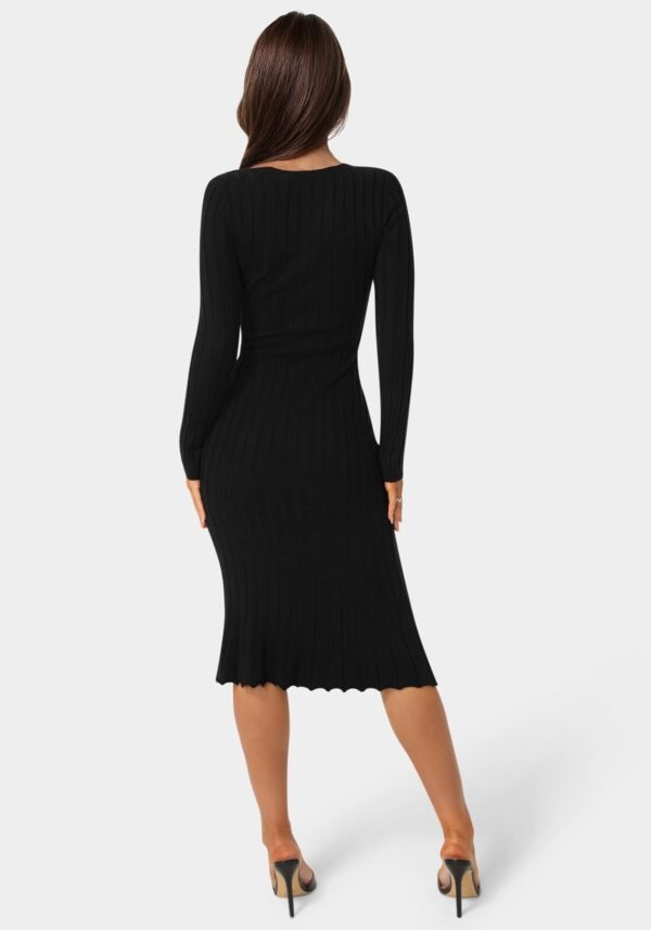 bebe2165_black_3_36e059d2-57d1-48cd-9ed2-63600dd69d1b Button Front V-Neck Sweater Midi Dress
